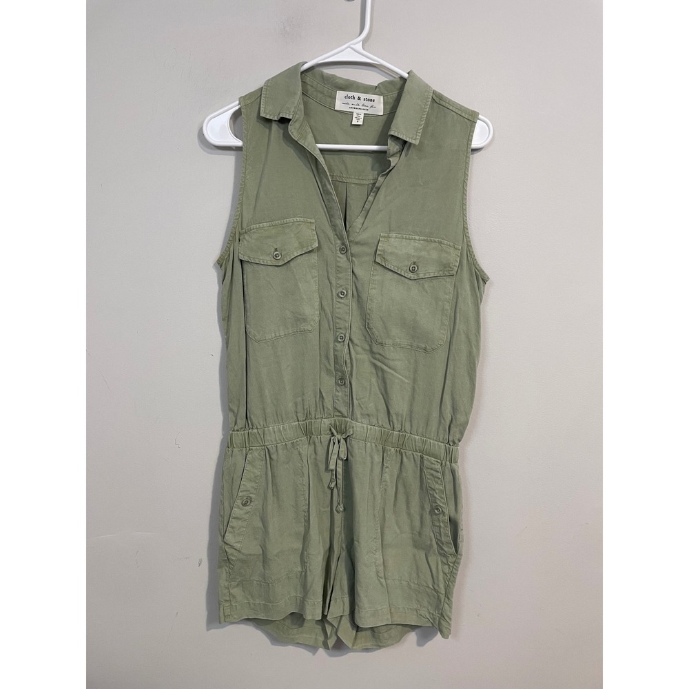 Cloth‎ & Stone x Anthropologie Bette Utility Romper in Green Size Small